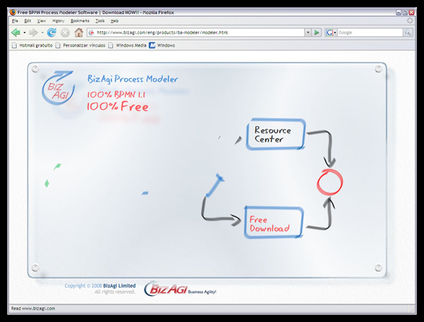 Sitio comercial del BizAgi process modeler // BizAgi Process Modeler commercial site