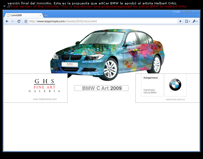 art Cart BMW 2009 - Helbert Ortiz | presentación web del proyecto a los patrocinadores