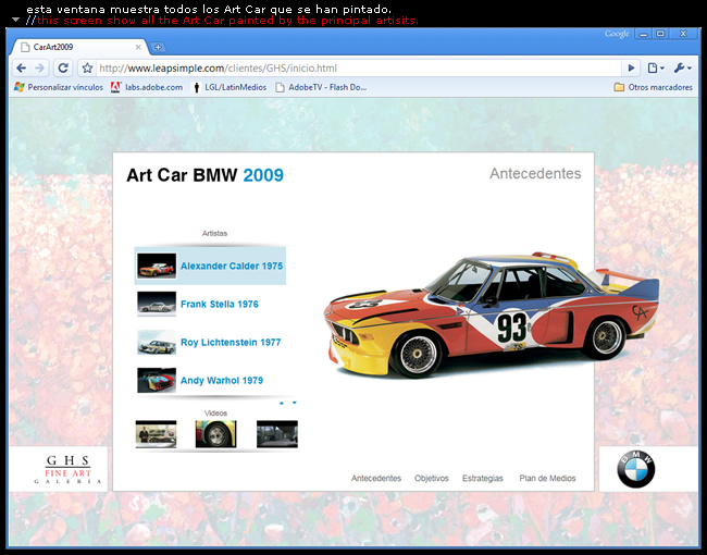 art Cart BMW 2009 - Helbert Ortiz | presentación web del proyecto a los patrocinadores