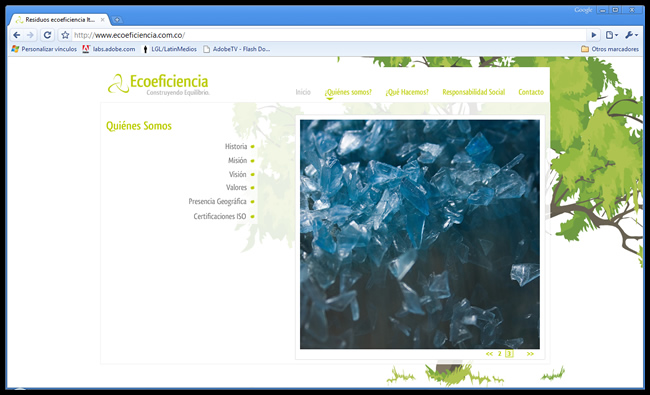 Ecoeficiencia - Web site corporativo//Ecoeficiencia's corporate web site