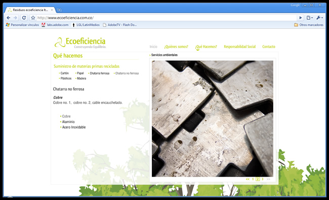 Ecoeficiencia - Web site corporativo//Ecoeficiencia's corporate web site