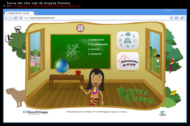 home del sitio web de Brigada Planeta//Brigada Planeta's web site homepage